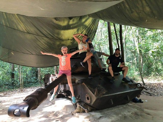 Cuchi Tunnel Tour for a happy family with Xinchao Private Vietnam Tours