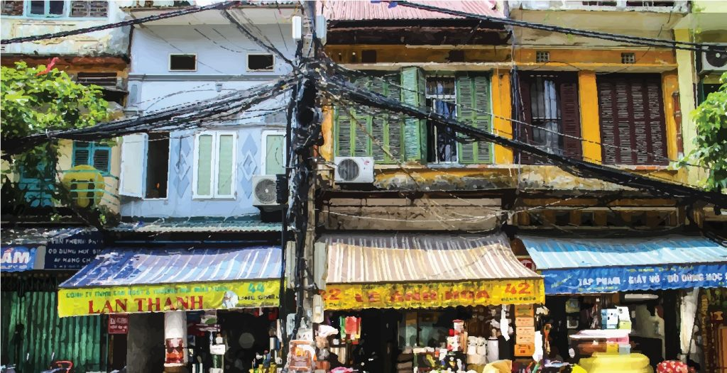 Electrical wires and tube houses